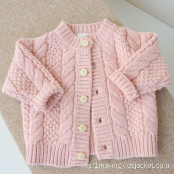 Musim Gugur Baru Girls Twist Knitted Cardigan